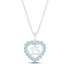 Thumbnail Image 1 of Aquamarine Quinceañera Heart Necklace 10K White Gold 18"