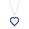 Thumbnail Image 1 of Blue Lab-Created Sapphire Quinceañera Heart Necklace 10K White Gold 18&quot;