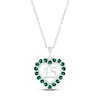 Thumbnail Image 0 of Lab-Created Emerald Quinceañera Heart Necklace 10K White Gold 18"