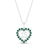 Thumbnail Image 1 of Lab-Created Emerald Quinceañera Heart Necklace 10K White Gold 18&quot;