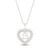 Thumbnail Image 1 of Lab-Created Opal Quinceañera Heart Necklace 10K White Gold 18&quot;