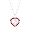 Thumbnail Image 0 of Lab-Created Ruby Quinceañera Heart Necklace 10K White Gold 18"