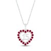 Thumbnail Image 0 of Lab-Created Ruby Quinceañera Heart Necklace 10K White Gold 18"