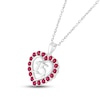 Thumbnail Image 1 of Lab-Created Ruby Quinceañera Heart Necklace 10K White Gold 18"