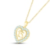 Thumbnail Image 1 of Aquamarine Quinceañera Heart Necklace 10K Yellow Gold 18"