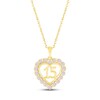 Thumbnail Image 1 of Lab-Created Opal Quinceañera Heart Necklace 10K Yellow Gold 18&quot;