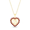 Lab-Created Ruby Quinceañera Heart Necklace 10K Yellow Gold 18"