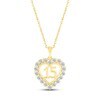Thumbnail Image 1 of White Lab-Created Sapphire Quinceañera Heart Necklace 10K Yellow Gold 18&quot;