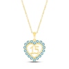 Thumbnail Image 1 of Swiss Blue Topaz Quinceañera Heart Necklace 10K Yellow Gold 18&quot;
