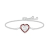 Thumbnail Image 1 of Garnet Quinceañera Heart Bolo Bracelet Sterling Silver 9.5&quot;