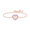 Thumbnail Image 0 of Amethyst Quinceañera Heart Bolo Bracelet 10K Rose Gold 9.5"