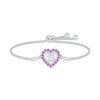 Thumbnail Image 1 of Amethyst Quinceañera Heart Bolo Bracelet 10K White Gold 9.5&quot;