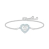 Thumbnail Image 0 of Aquamarine Quinceañera Heart Bolo Bracelet 10K White Gold 9.5"