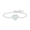 Thumbnail Image 1 of Aquamarine Quinceañera Heart Bolo Bracelet 10K White Gold 9.5&quot;