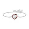 Thumbnail Image 1 of Garnet Quinceañera Heart Bolo Bracelet 10K White Gold 9.5&quot;