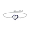 Thumbnail Image 1 of Blue Lab-Created Sapphire Quinceañera Heart Bolo Bracelet 10K White Gold 9.5&quot;