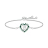 Thumbnail Image 0 of Lab-Created Emerald Quinceañera Heart Bolo Bracelet 10K White Gold 9.5"