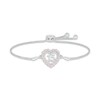 Thumbnail Image 1 of Lab-Created Opal Quinceañera Heart Bolo Bracelet 10K White Gold 9.5&quot;