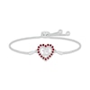Thumbnail Image 0 of Lab-Created Ruby Quinceañera Heart Bolo Bracelet 10K White Gold 9.5"