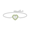 Thumbnail Image 1 of Peridot Quinceañera Heart Bolo Bracelet 10K White Gold 9.5"