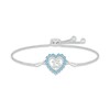 Thumbnail Image 1 of Swiss Blue Topaz Quinceañera Heart Bolo Bracelet 10K White Gold 9.5&quot;