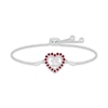 Thumbnail Image 1 of Lab-Created Ruby Quinceañera Heart Bolo Bracelet Sterling Silver 9.5&quot;
