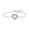 Thumbnail Image 0 of Lab-Created Emerald Quinceañera Heart Bolo Bracelet Sterling Silver 9.5"