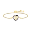 Thumbnail Image 1 of Blue Lab-Created Sapphire Quinceañera Heart Bolo Bracelet 10K Yellow Gold 9.5&quot;