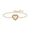 Thumbnail Image 1 of Garnet Quinceañera Heart Bolo Bracelet 10K Yellow Gold 9.5&quot;