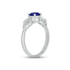 Thumbnail Image 2 of Blue Lab-Created Sapphire & Diamond Leaf Promise Ring 1/10 ct tw Round-cut Sterling Silver