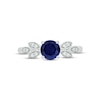Thumbnail Image 3 of Blue Lab-Created Sapphire & Diamond Leaf Promise Ring 1/10 ct tw Round-cut Sterling Silver