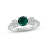 Kay Lab-Created Emerald & Diamond Leaf Promise Ring 1/10 ct tw Round-cut Sterling Silver