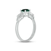 Thumbnail Image 1 of Lab-Created Emerald & Diamond Leaf Promise Ring 1/10 ct tw Round-cut Sterling Silver