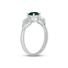 Thumbnail Image 2 of Lab-Created Emerald & Diamond Leaf Promise Ring 1/10 ct tw Round-cut Sterling Silver