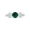 Thumbnail Image 2 of Lab-Created Emerald & Diamond Leaf Promise Ring 1/10 ct tw Round-cut Sterling Silver