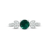 Thumbnail Image 3 of Lab-Created Emerald & Diamond Leaf Promise Ring 1/10 ct tw Round-cut Sterling Silver
