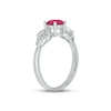 Thumbnail Image 1 of Lab-Created Ruby & Diamond Leaf Promise Ring 1/10 ct tw Round-cut Sterling Silver