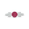 Thumbnail Image 2 of Lab-Created Ruby & Diamond Leaf Promise Ring 1/10 ct tw Round-cut Sterling Silver