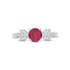 Thumbnail Image 3 of Lab-Created Ruby & Diamond Leaf Promise Ring 1/10 ct tw Round-cut Sterling Silver