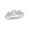 Thumbnail Image 1 of White Lab-Created Sapphire Diamond Leaf Promise Ring 1/10 ct tw Round-cut Sterling Silver