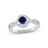 Thumbnail Image 1 of Blue Lab-Created Sapphire & Diamond Promise Ring 1/20 ct tw Round-cut Sterling Silver