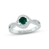 Thumbnail Image 0 of Lab-Created Emerald & Diamond Promise Ring 1/20 ct tw Round-cut Sterling Silver