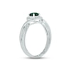 Thumbnail Image 1 of Lab-Created Emerald & Diamond Promise Ring 1/20 ct tw Round-cut Sterling Silver