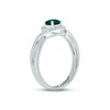 Thumbnail Image 1 of Lab-Created Emerald & Diamond Promise Ring 1/20 ct tw Round-cut Sterling Silver