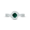 Thumbnail Image 2 of Lab-Created Emerald & Diamond Promise Ring 1/20 ct tw Round-cut Sterling Silver