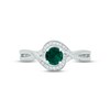 Thumbnail Image 3 of Lab-Created Emerald & Diamond Promise Ring 1/20 ct tw Round-cut Sterling Silver