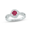 Thumbnail Image 0 of Lab-Created Ruby & Diamond Promise Ring 1/20 ct tw Round-cut Sterling Silver