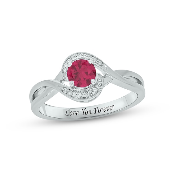 Lab-Created Ruby & Diamond Promise Ring 1/20 ct tw Round-cut Sterling Silver