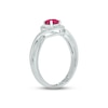 Thumbnail Image 1 of Lab-Created Ruby & Diamond Promise Ring 1/20 ct tw Round-cut Sterling Silver