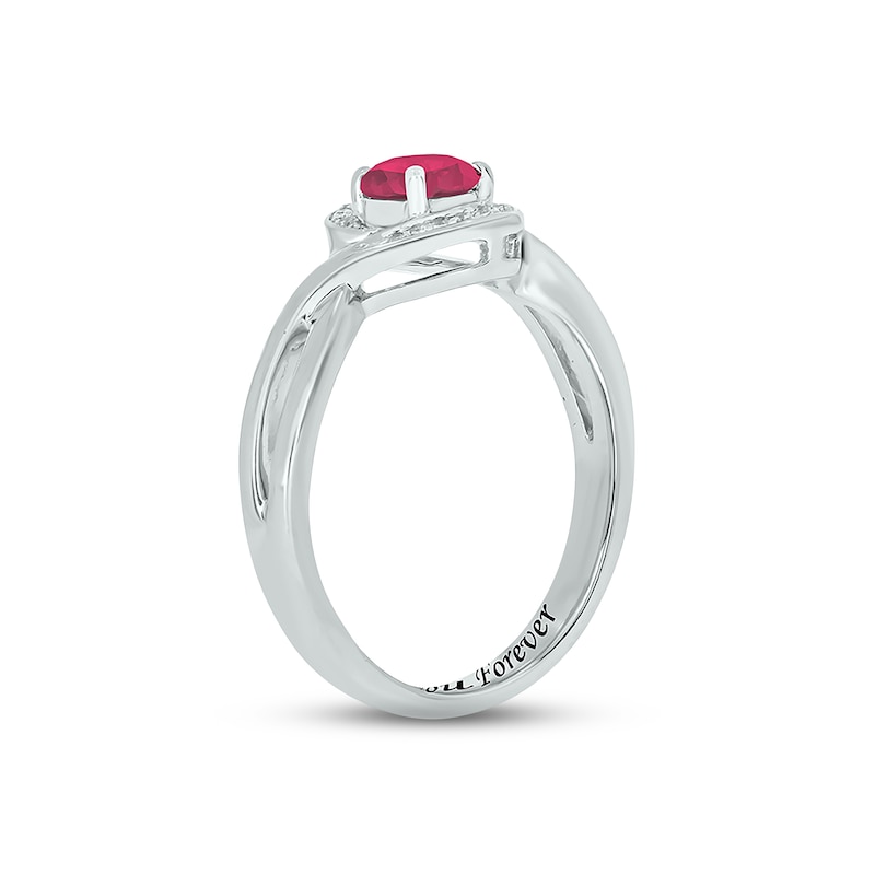 Lab-Created Ruby & Diamond Promise Ring 1/20 ct tw Round-cut Sterling Silver